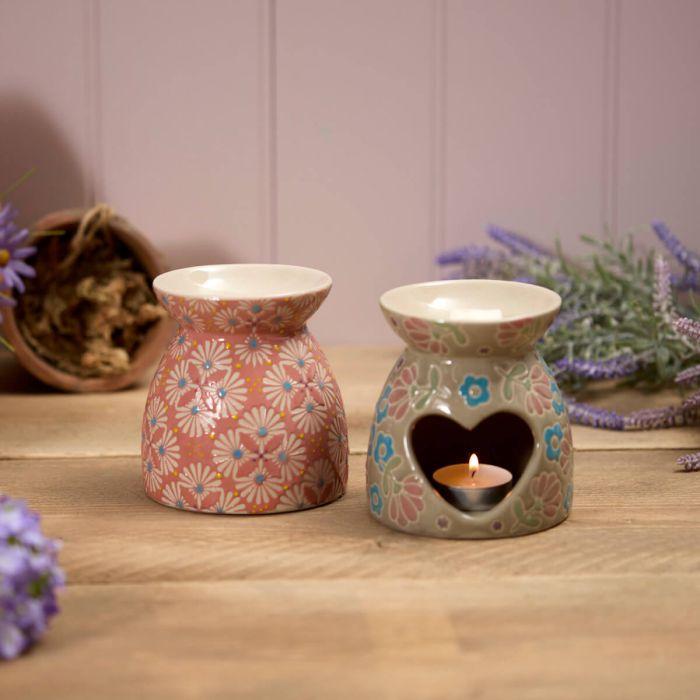 Stoneware Debossed Abstract Design Wax Melt Burner